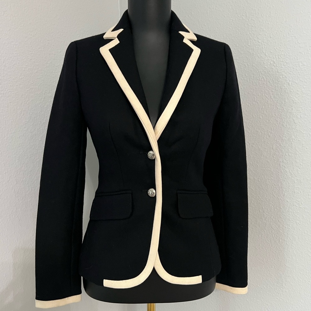J. Crew piped Lexington blazer jacket 0 XS